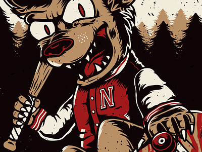 Teen Wolf 80s pine skateboard skater teen varsity vector werewolf wolf