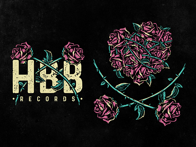 HBB Roses apparel design label record roses tee thorn vector