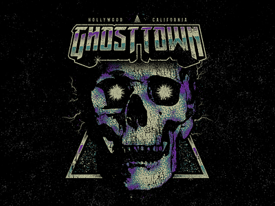 Ghost Town apparel band california electric ghost town hollywood merch retro rock skull vector vintage