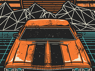 Retro 70s 80s car geometric retro vintage