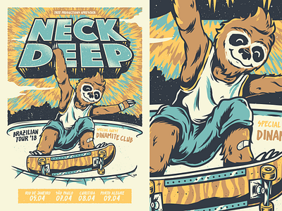 Neck Deep - Brazilian Tour '18 gig lsd neck deep pop punk poster screeprint skate skateboard sloath