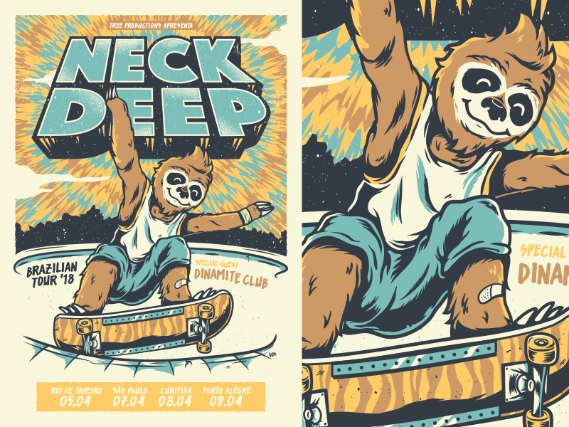 Neck Deep - Brazilian Tour '18 screeprint lsd sloath skate skateboard poster gig pop punk neck deep