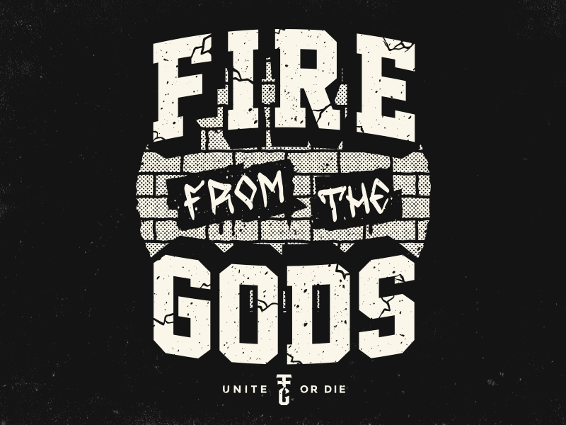 Fire From the Gods apparel halftone typography vector merch rise fire from the gods