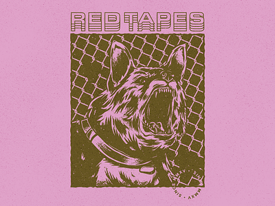 Red Tapes apparel band dog illustrator merch music procreate vintage