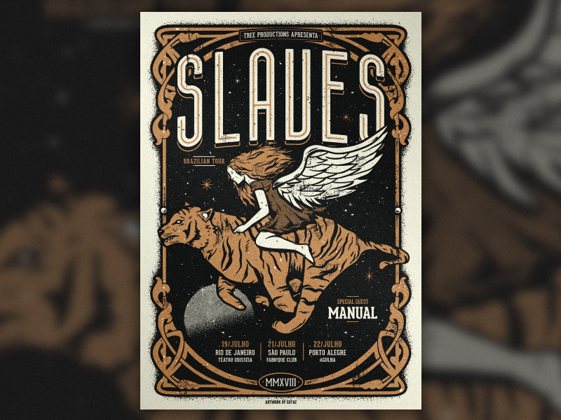 Slaves - Brazilian Tour '18 angel jonny craig poster screenprint slaves tiger vector