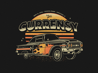 CURREN$Y apparel classic car currensy festival flames hip hop vector