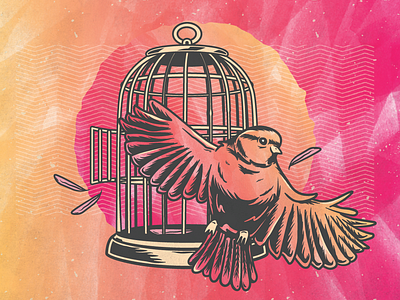 Free Bird bird jail pattern vector watercolor