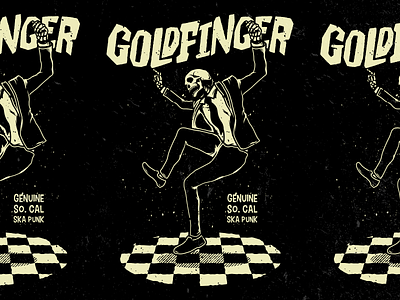 Goldfinger - Skeleton Dancing california dancing goldinger merch merch design ska skeleton skull socal