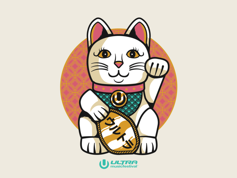 Ultra Music Festival 19 apparel cat edm festival merch music neko ultra vector