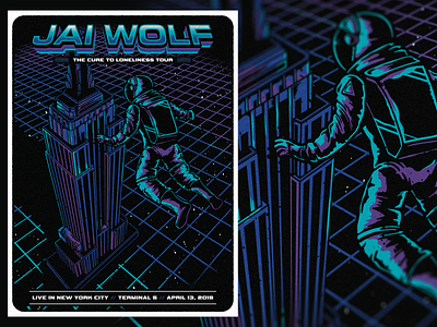 Jai Wolf - New York City astronaut concert design empire state building grid jai wolf music new york poster retro silkscreen