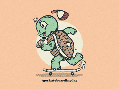 #GOSKATEBOARDINGDAY pizza skateboard skateboarding turtle vector