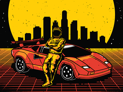 Jai Wolf - Los Angeles astronaut car edm grid illustration jai wolf los angeles poster retro vector