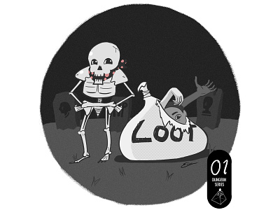 DS-001: Monster Loot! dark design dungeon fantasy grayscale icon illustration photoshop retro skeleton