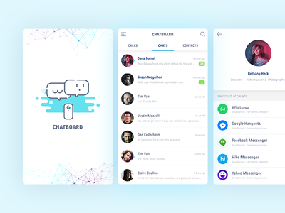 Chatboard - All in One Messenger App 006 app chat daily ios material messenger minimal product profile ui ux