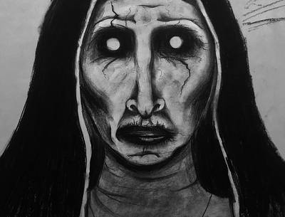 The Nun Charcoal Portrait for Movie Poster charcoal charcoal drawing drawing fanart first draft horror horror movie illustration movie poster portrait poster redesign rough draft sketch the conjuring the nun