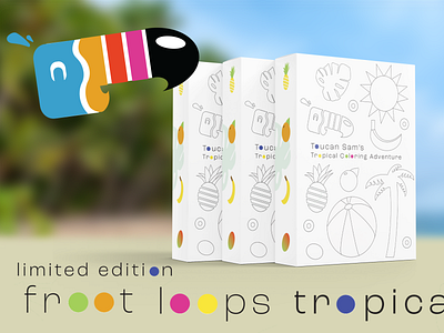 Froot Loops Tropical Redesign Ad ad advertisement cereal cereal box design digital illustration graphic design packaging packaging design rebrand redesign student student work