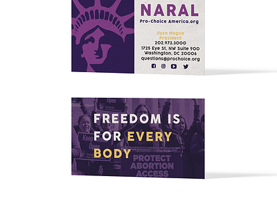 NARAL Nonprofit Business Card Design branding business card corporate customized design graphic design nonprofit professional stationery stationery design stationery set student work