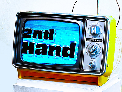 2ndHand Display Detail TV branding design design display design show detail display display design exhibit design exhibit display graphic design gvsu logo senior show showcase sticker student work tv vintage vinyl sticker