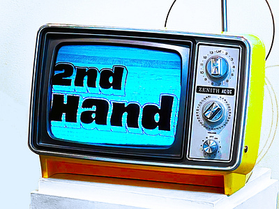 2ndHand Display Detail TV branding design design display design show detail display display design exhibit design exhibit display graphic design gvsu logo senior show showcase sticker student work tv vintage vinyl sticker