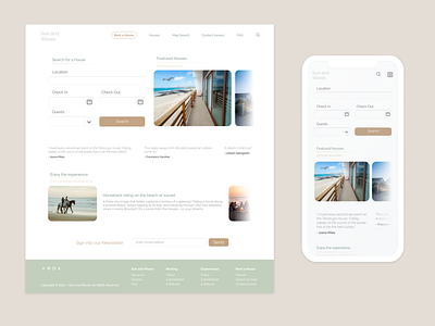 Sun and Waves app beach beach house design minimal minimalist ui website