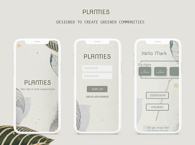 planties app design typography ui ux