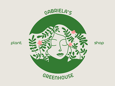 Gabriela's Greenhouse brand identity branding character design fern flower girl graphic design green illustration logo minimal nature plant shop plants vector