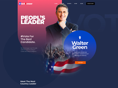 Electioneer-Political Campaign Figma Template design election day figmadesign illustration mobile political campaign template theme ui website