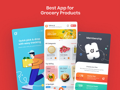 Gmart | Groceries Mobile UI Screens Figma Template app business creative design grocery grocery app mobile app online shopping template website