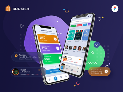 Bookish | Rent a Book - Mobile UI animation book rent branding figma kit mobile reading storybook ui ui kit