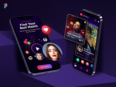 Destined | A Dating App UI Figma Template animation business dating app design figma ui mobile app ui template website