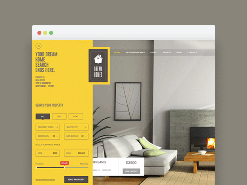 Dream Homes-IDX webpage design animation elegant estate giff home idx layout real theme web