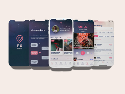 Breakup Recovery Mobile App app design figma mobile ui product design ui wellness app