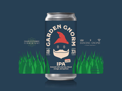 Garden Gnorm Can beer beer label beer label design charlestowne fermentory dancing gnome brewery logo mark