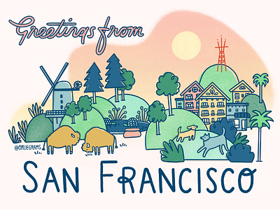 greetings from san francisco colorful design greeting card greetings illustration postcard postcard design typography web