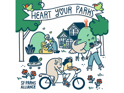 sf parks colorful design fundraiser illustration park parks web