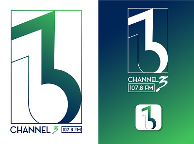Music Radio Channel "Channel 3" 3 branding channel clean design gradient icon logo logo design media music music app negative space negativespace podcast professional radio