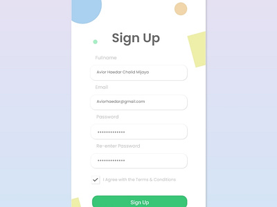 Sign Up Menu daily ui uidesign