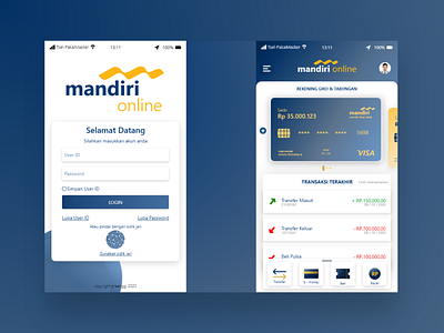 Mandiri Online Banking App app blue design mobile banking app ui ux