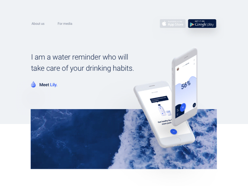 Lily - Water Drink Reminder android app drink ios landing lily page reminder water