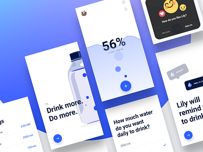 Side project: Lily Water Reminder android app bottle cta dialog ios ui water
