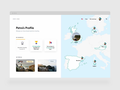 Manage My Booking — #4 Travel Profile badge kiwi map travel profile ui website