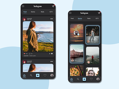 Instagram redesign adobe adobexd app beginner dark mode dark ui darkmode insta instagram instagram post instagram stories instagram template redesign redesign concept redesigned social social media ui xd xd design