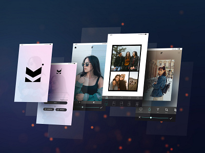 Mobile photo edditing App Screen Mockups