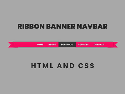 Ribbon banner Navbar using html and css css css menu css navbar css snippets css3 frontend html html css html5 navbar navigation menu webdesign