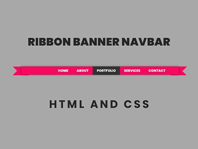 Ribbon banner Navbar using html and css