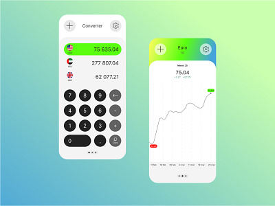 Exchange App | UX/UI Design app design gradient gradients mobile neon product design rounding transparency ui ux