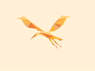 Stork bird design flat illustration lowpoly stork triangle triangulation
