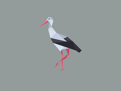 Lowpoly Stork bird design flat illustration lowpoly stork triangle triangulation