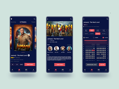 Cinebook app design mobile design mobile ui movie app ticket app ticket booking ui ui ux ui design user interface visual design