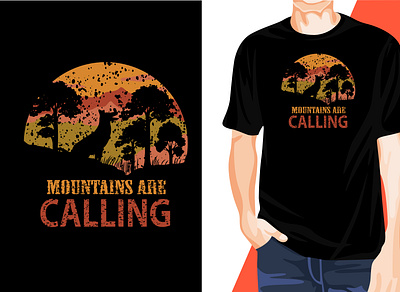 Awesome Eye-Catchy Mountains Are Calling T-shirt Design t shirt logo